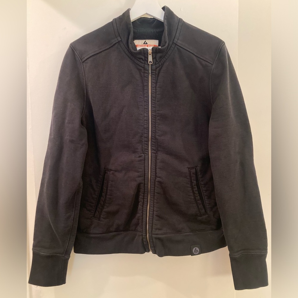 American Giant Black Full-Zip Moto Jacket with Brass Zipper